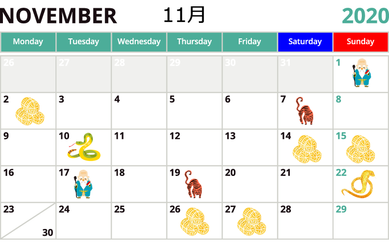 財布を使い始めるのに良い日2020年11月